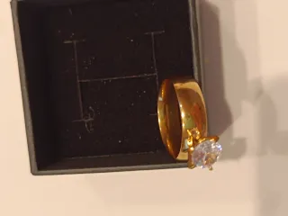 Anillo Acero Inoxidable Bañado Oro Circonita