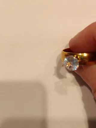 Anillo Acero Inoxidable Bañado Oro Circonita