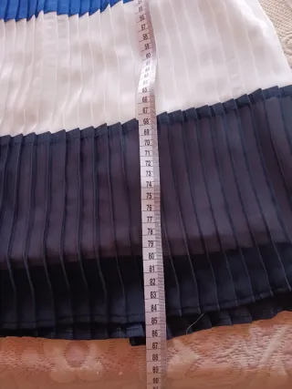 Vestido Mango plisado azul y blanco Talla S