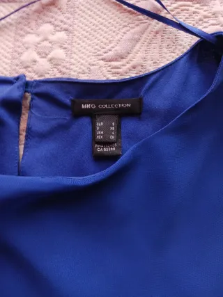 Vestido Mango plisado azul y blanco Talla S