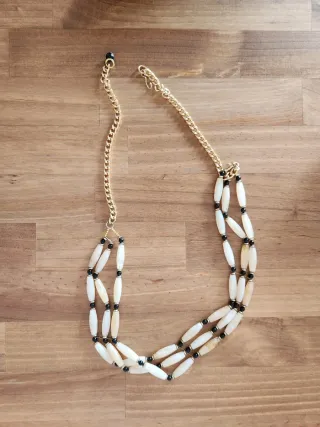 Cinturón vintage cuentas crema y negro