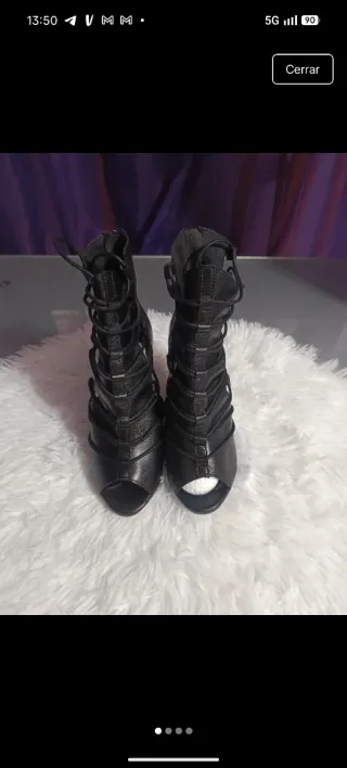 Zapatos de baile tacón abierto negro,10cm tacón