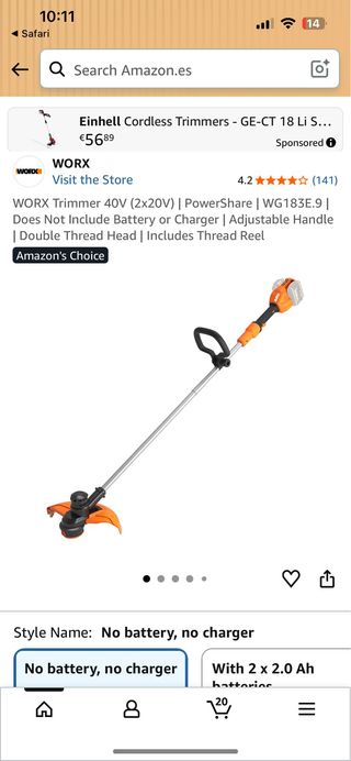 Cortabordes WORX WG183E 40V PowerShare