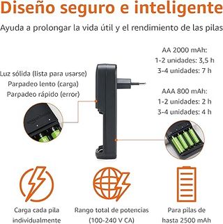 Cargador Pilas Amazon Basics AA AAA Nuevo