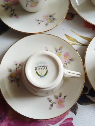 Set Tazze Caffè Porcellana Fiori Rosa