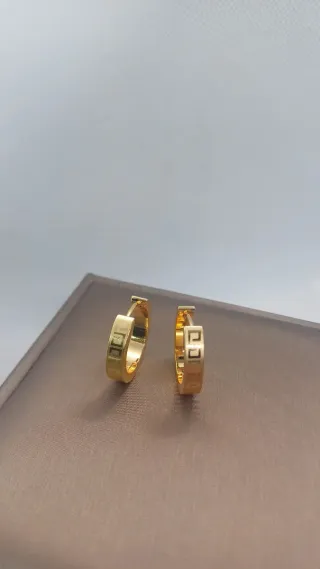 Pendientes Aro Chapado Oro Diseño Griego