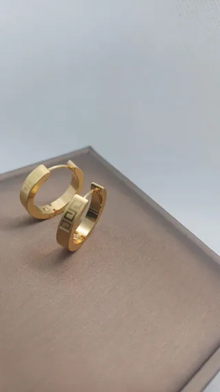 Pendientes Aro Chapado Oro Diseño Griego