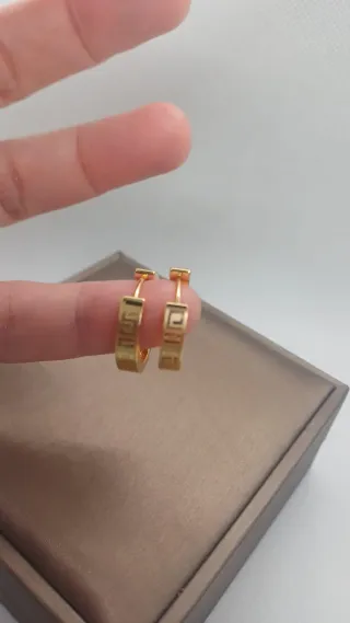 Pendientes Aro Chapado Oro Diseño Griego