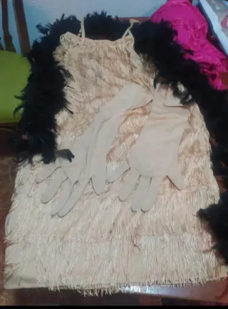 Disfraz Charleston Beige y Negro 44/XL