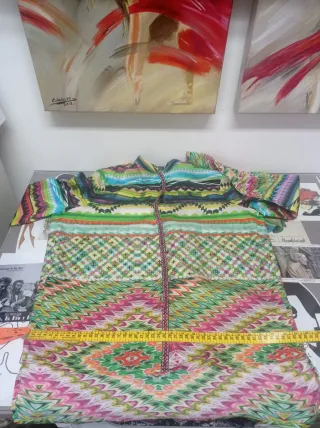 Camisa Custo Barcelona Seda Multicolor