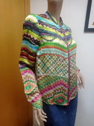 Camisa Custo Barcelona Seda Multicolor