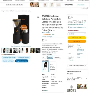 Cafetera Cold Brew Asobu Negra