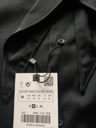 Camisa Zara cuello pañuelo negra