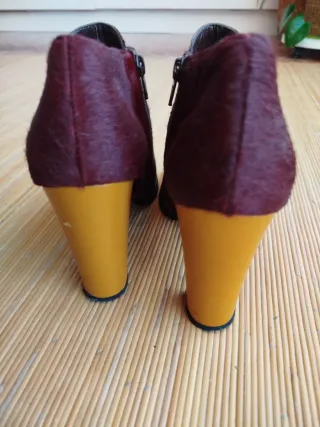 Botines Piel Marrón y Burdeos