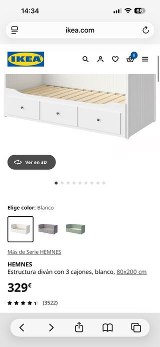 Cama extensible IKEA HEMNES 80x200  con almacenaje