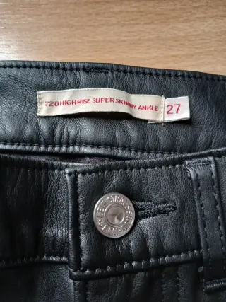 Pantalones Levi's Piel Sintética Negros Talla 27