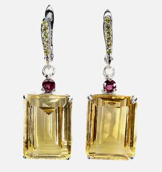 Pendientes Plata Citrino Zafiro Granate