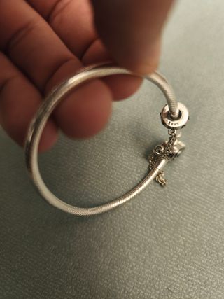 Pulsera plata con cadena de seguridad