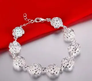 Pulsera Plata 925 Diseño Flores no negociable