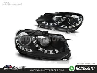FAROS DELANTEROS LUZ DIURNA LED REAL DRL / OJOS DE ANGEL CCFL PARA VOLKSWAGEN GOLF 6 2008-2012