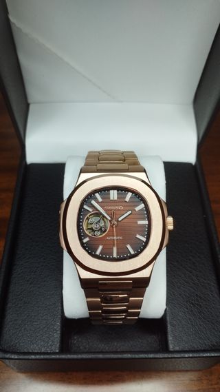 Reloj Seiko Mod Nautilus Marrón Chocolate Oro Rosa