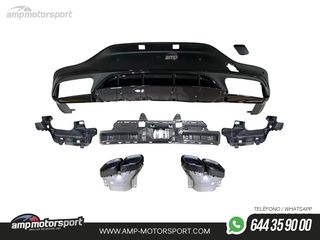 DIFUSOR TRASERO CON COLAS NEGRAS PARA MERCEDES GLC COUPE C253 NEGRO MATE/BRILLO