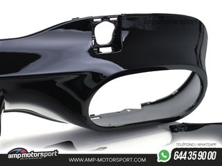 DIFUSOR TRASERO NEGRO BRILLO CON COLAS REDONDAS NEGRAS PARA MERCEDES CLA C118