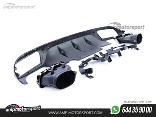 DIFUSOR TRASERO NEGRO MATE CON COLAS CROMADAS PARA MERCEDES CLASE E W213