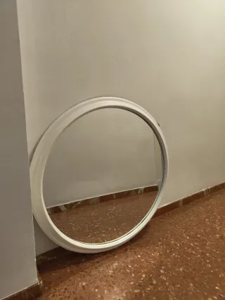 Espejo Redondo Marco Blanco Lacado