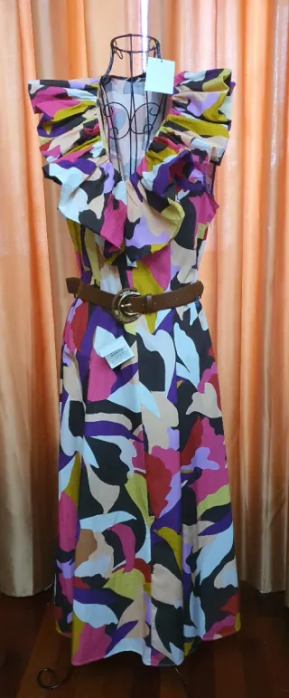 Vestido Zara MIDI volantes estampado