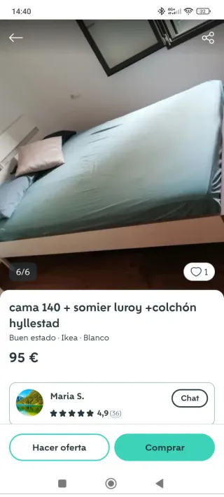 Cama Ikea Trysil 160 + Colchón Muelles