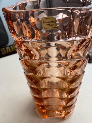 Jarrón Cristal Francés luminarc Antiguo Rosa