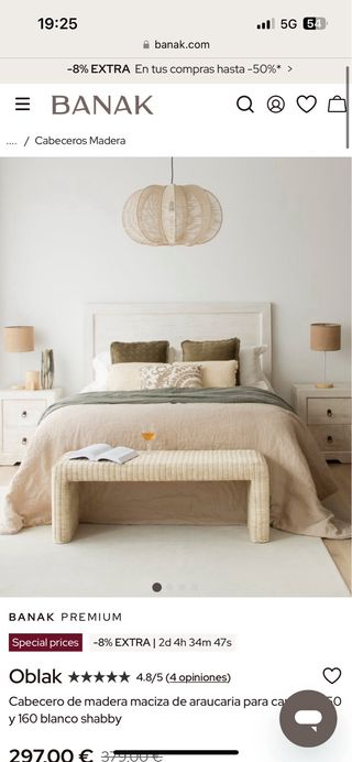 Cabecero madera maciza 150-160 Banak