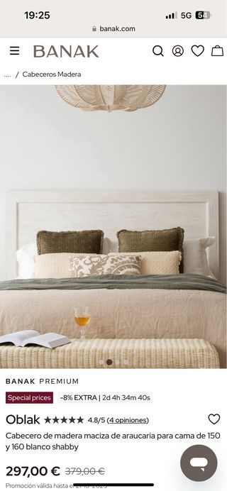 Cabecero madera maciza 150-160 Banak