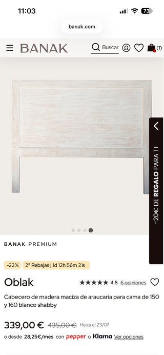 Cabecero madera maciza 150-160 Banak
