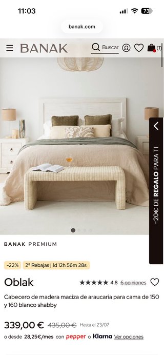 Cabecero madera maciza 150-160 Banak
