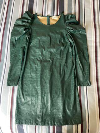 Abito corto ecopelle Vicolo verde