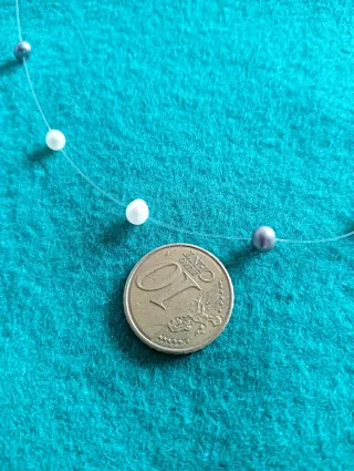 Collar gargantilla nylon perlas plata