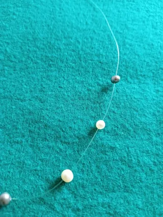 Collar gargantilla nylon perlas plata