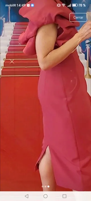 Vestido midi Satiata fiesta berenjena y rosa palo