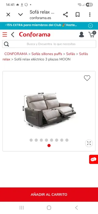 Sofá relax eléctrico gris NUEVO  con garantia