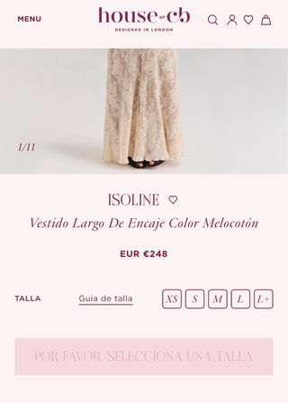 Vestido largo encaje beige y blanco