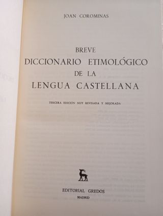 'Breve diccionario etimologico Lengua Castellana'