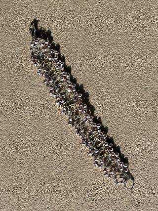 Bracciale con perline rosa/argento