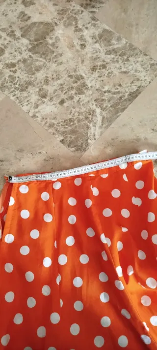 Falda flamenca naranja lunares blancos