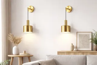 Set 2 Applique da Parete Oro Ricaricabili