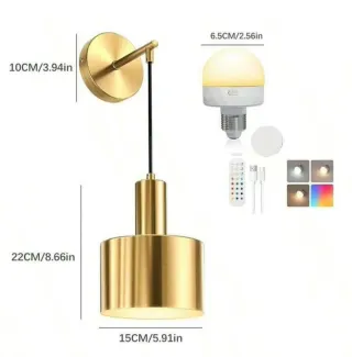 Set 2 Applique da Parete Oro Ricaricabili