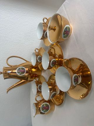 Juego Café Vintage Dorado 6 Servicios