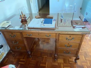Escritorio Roble Siglo XIX con Cristal