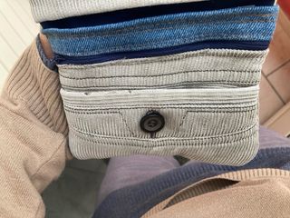 Portatabacco in tessuto blu e beige